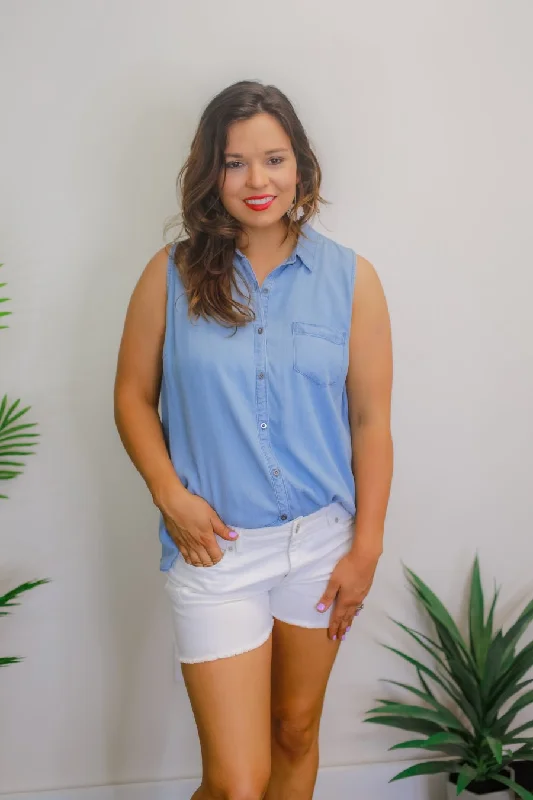 Harlow Sleeveless Chambray Top