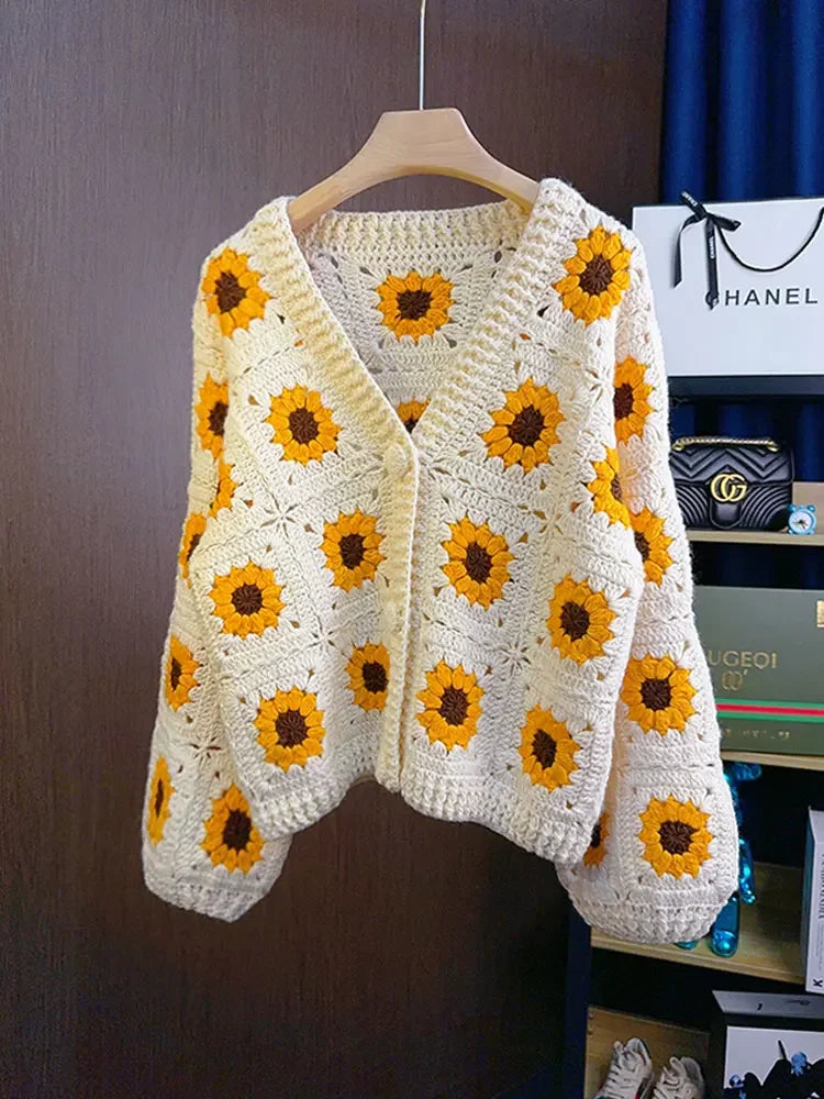 Crochet Sunflower Cardigan