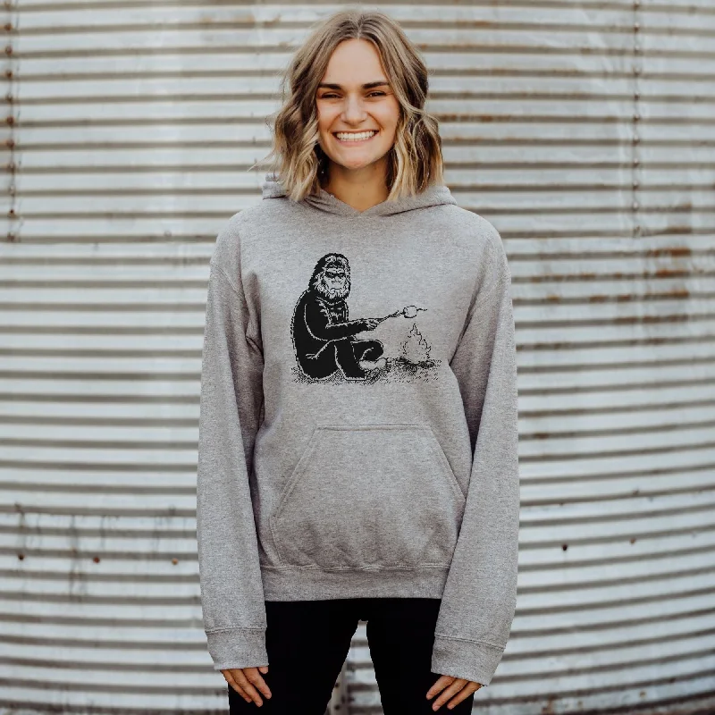 Sasquatch Camping Sweatshirt - Bigfoot Roasting Marshmallow Gildan Hoodie or Crewneck *UNISEX FIT*