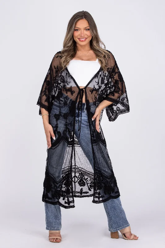 Sheer Perfection Women's Boho Crochet Lace Kimono