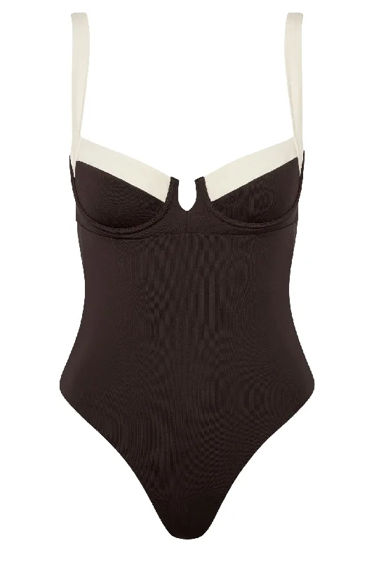 Clovelly One Piece - Espresso/Ivory