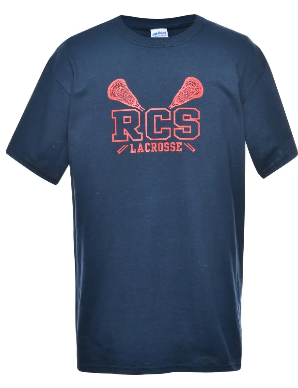 RCS Lacrosse Navy & Red Printed T-shirt - M