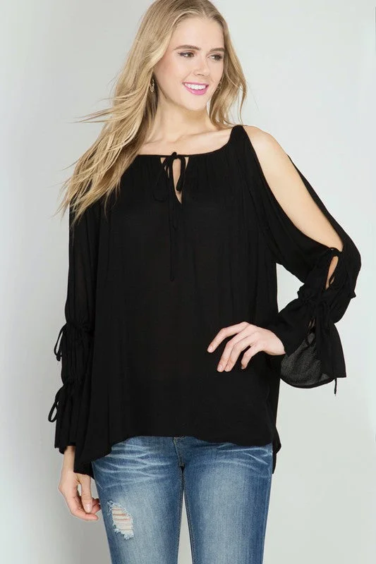 Blouse W/ Open Tie Sleeves