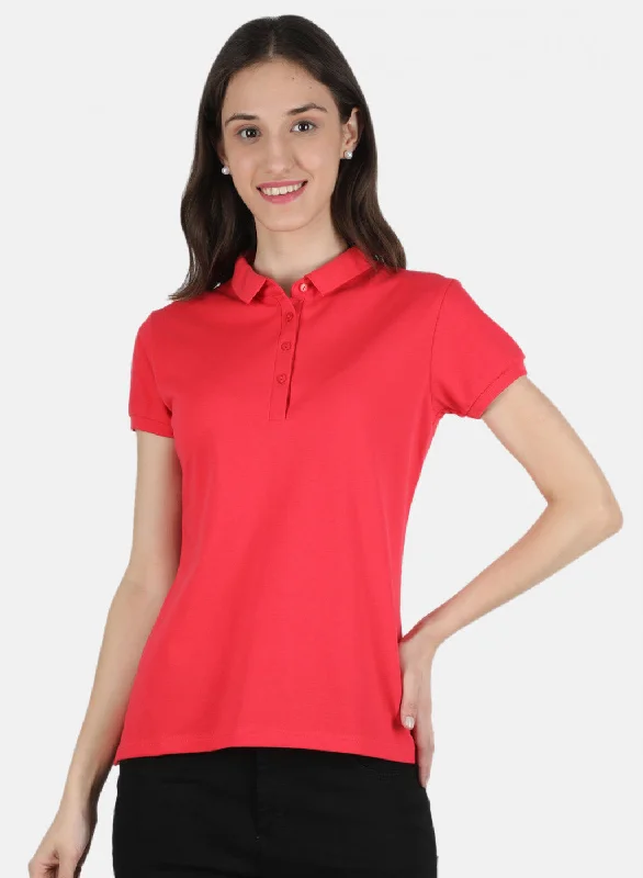 Women Pink Plain T-Shirt