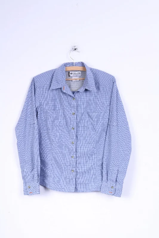 COLUMBIA Womens L Casual Shirt Long Sleeve Blue Check