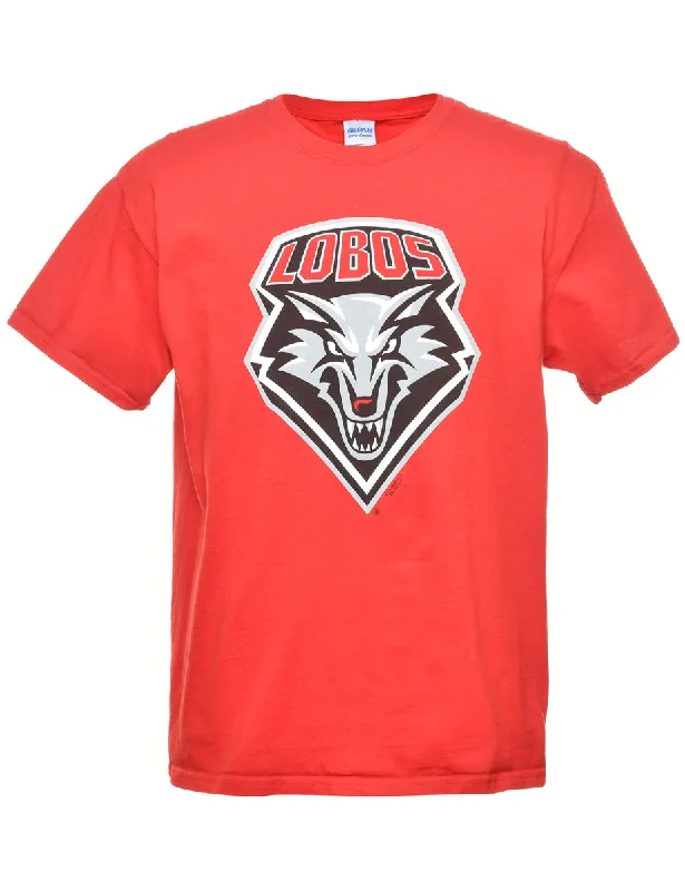 Lobos Printed Red T-shirt - L