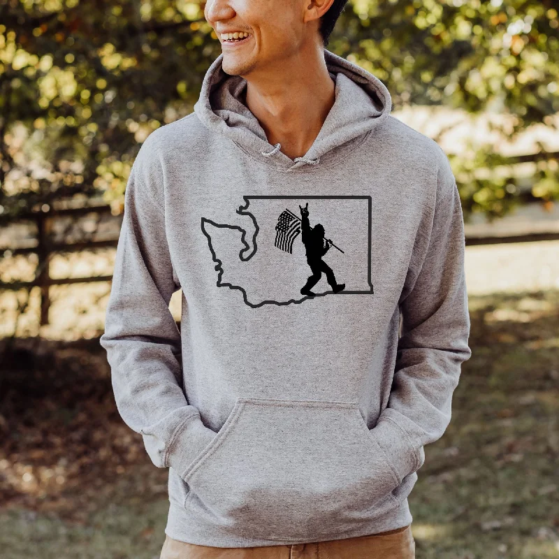 Bigfoot With Flag In Washington Sweatshirt *UNISEX FIT*