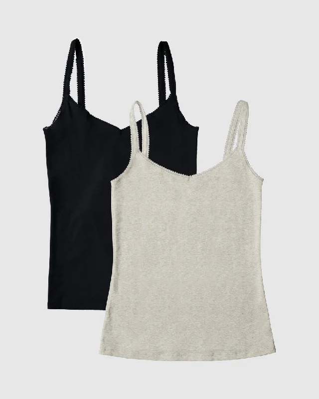 Cabana Cotton Reversible Cami 2 Pack - Black Grey