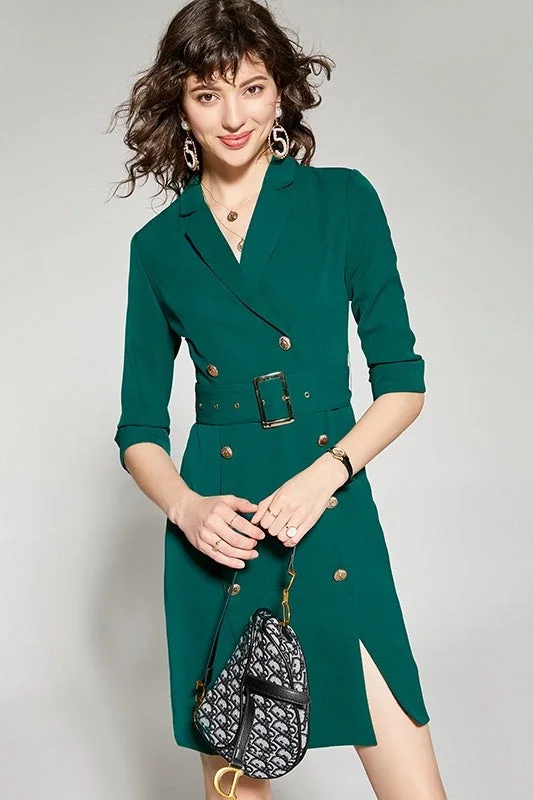 Double Breasted Blazer Dress W/ Belt