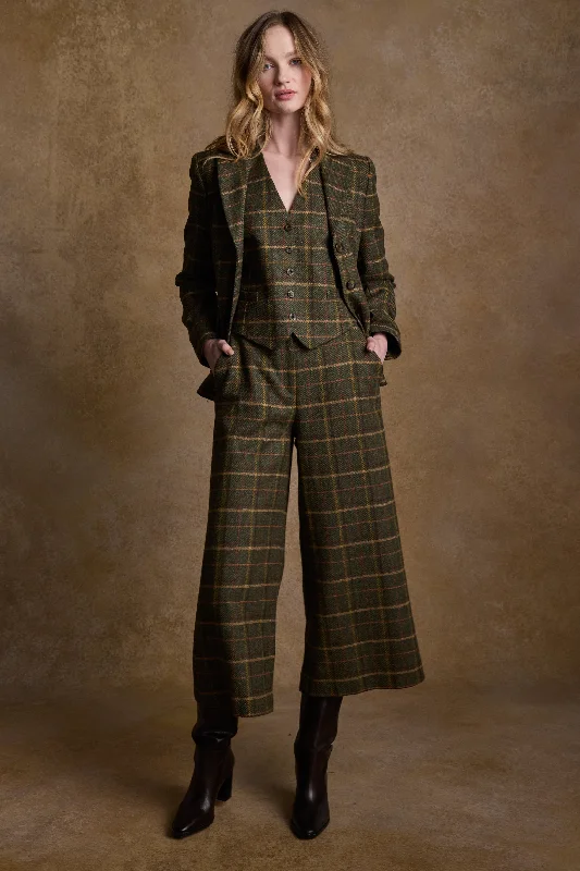 Heidi Tweed Waistcoat - Country Green Check