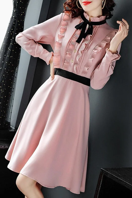 Pink Dress W/ Front Ruffle