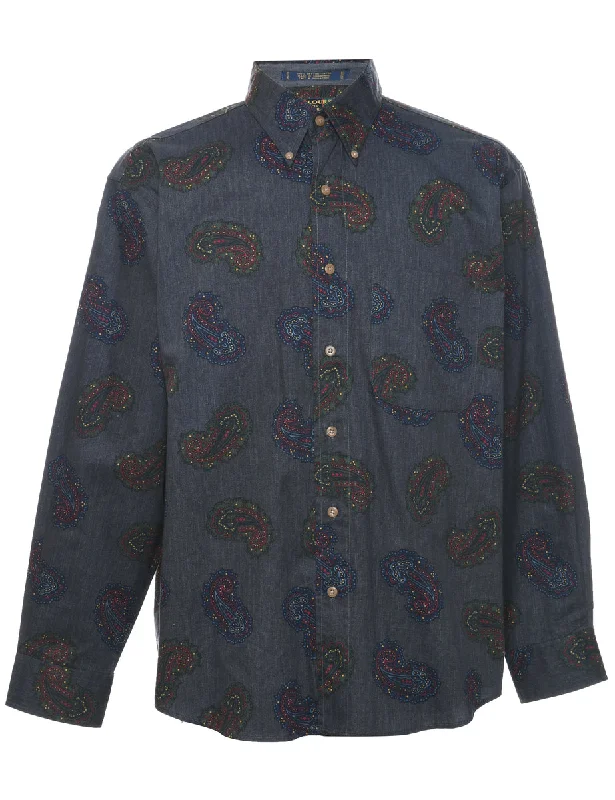 1990s Paisley Print Cotton Shirt - M