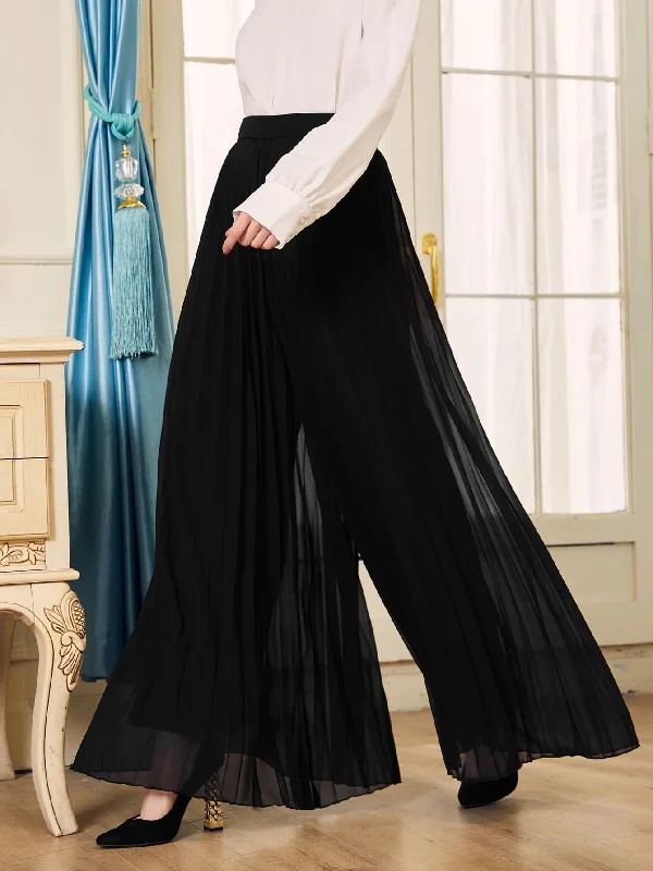 Elegant Plain Zipper High Waist Long Women Pants