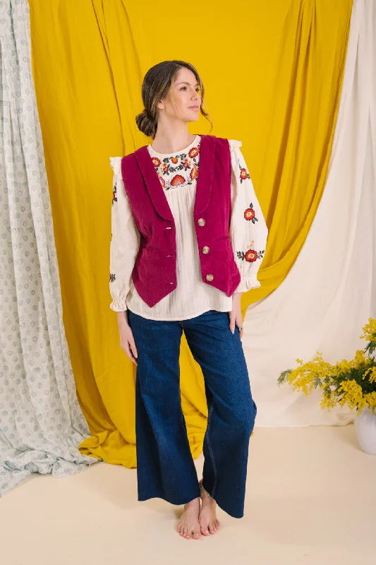 Jackie Corduroy Waistcoat in Plum