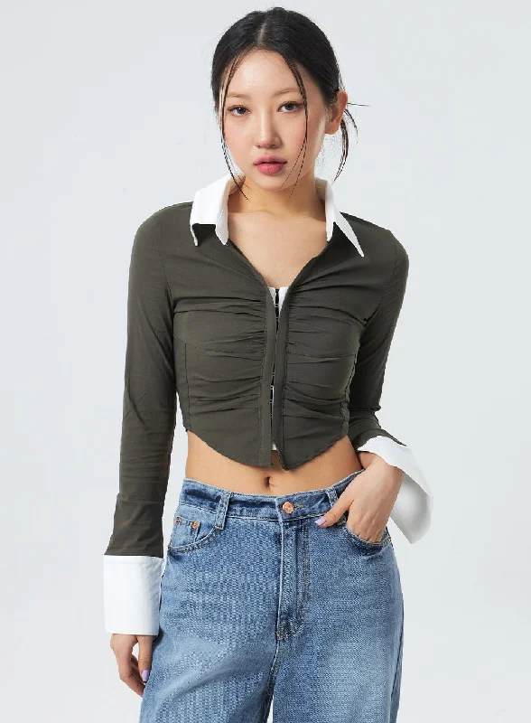 Ruched Cropped Shirt CM327