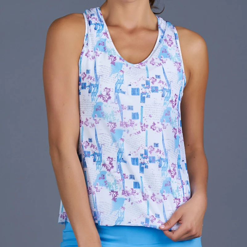 Sisily Mesh Layered Racerback Top (print)