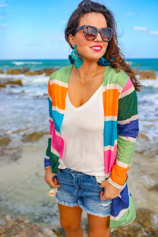 Poolside Colorful Striped Cardigan