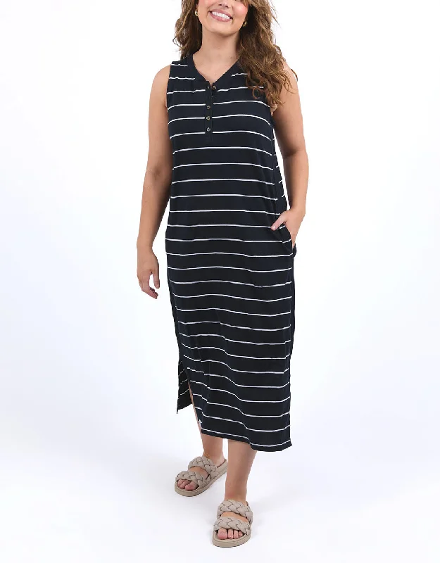 Elysian Dress - Navy And White Stripe