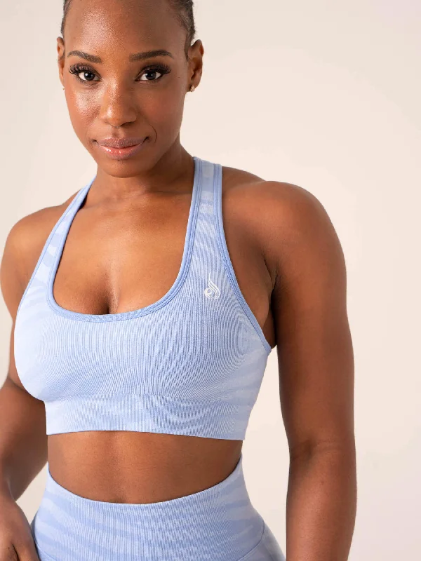 Zebra Seamless Sports Bra - Sky Blue Zebra