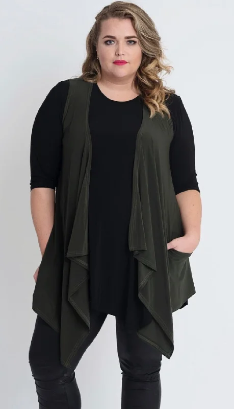 Pocketed Waterfall Sleeveless Cardigan - 2 Colors