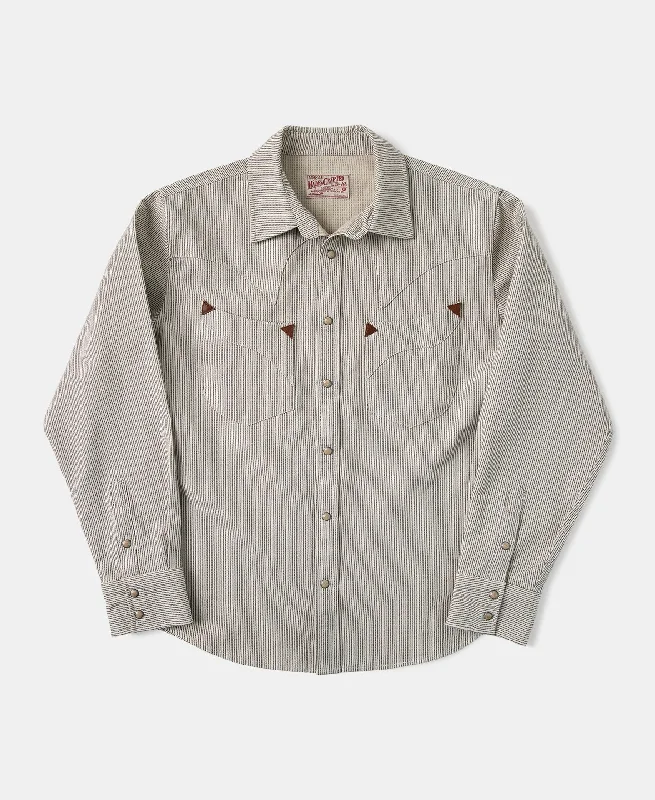 Snap Button Color Woven Striped Western Shirt