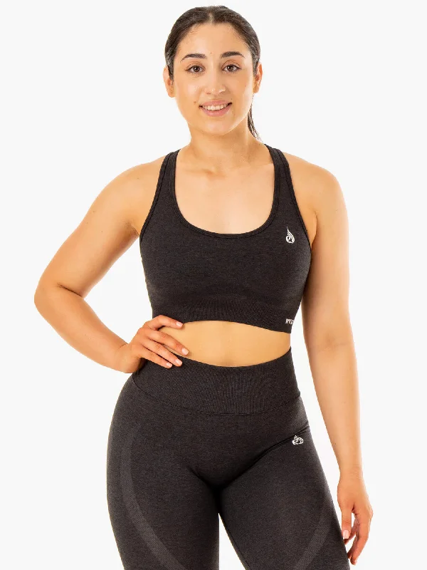 Sculpt Seamless Racer Back Sports Bra - Black Marl