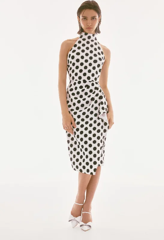 Polka-dot Halter Wrap Dress