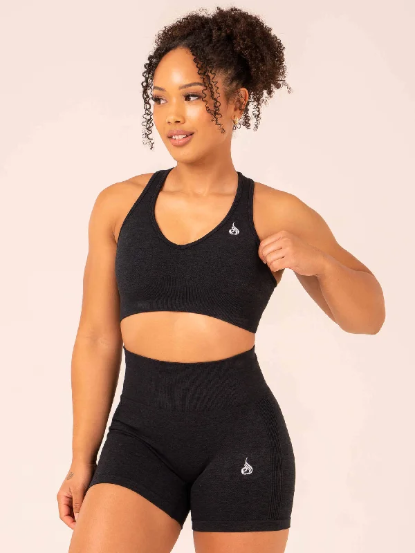 Contour Seamless Sports Bra - Black Marl