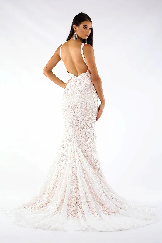 Fiona Lace Gown - Ivory/Champagne