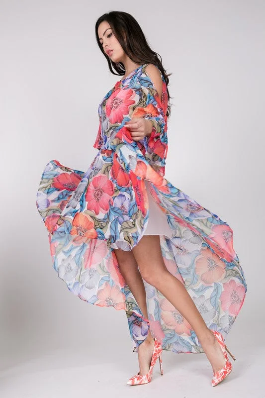 Flowing Floral Hi-Lo Dress