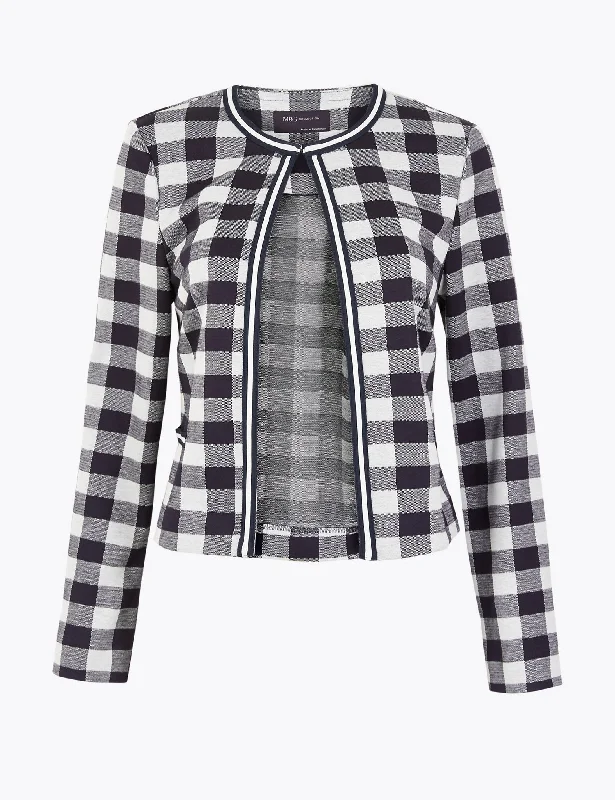 Jersey Gingham Edge To Edge Blazer