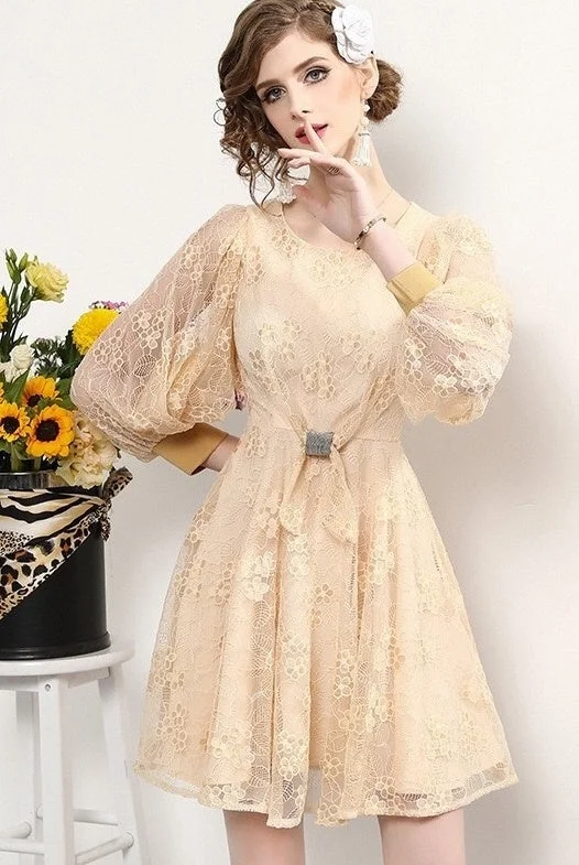 Lace Peasant Sleeve Dress