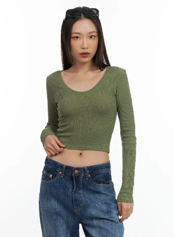 Slim U-Neck Crop Tee CO424