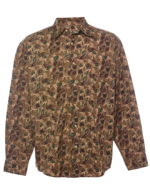 1990s Leafy Print Shirt - L