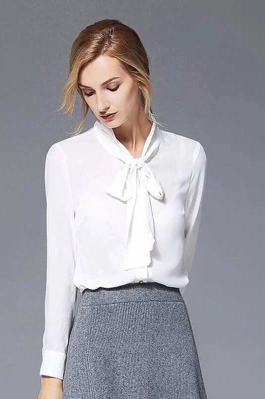 White Chiffon Blouse W/ Tie