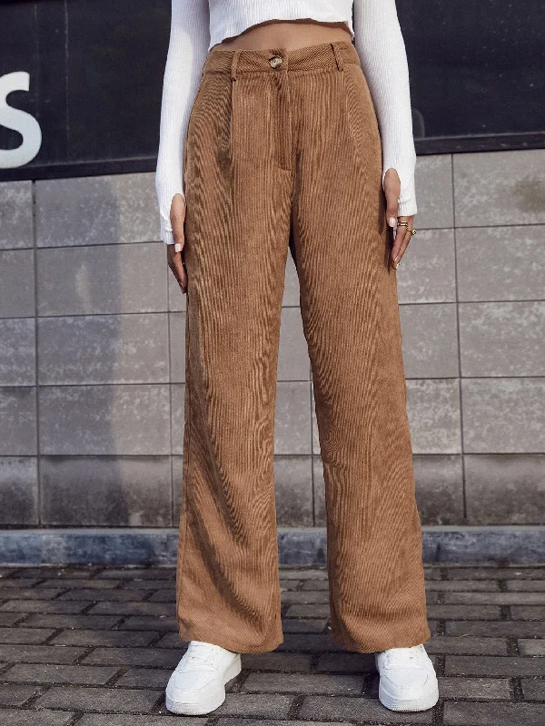 Casual Plain High Waist Long Women Pants