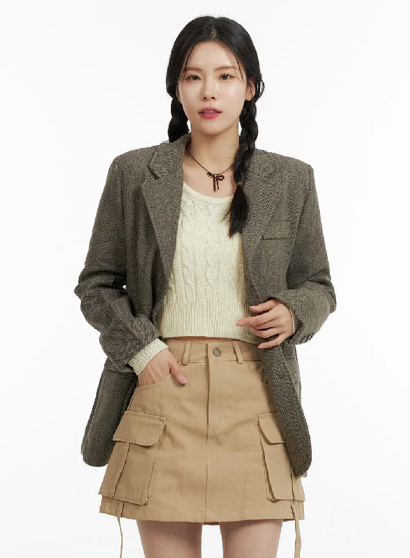 Oversized Buttoned Midi Tailored Jacket OF408