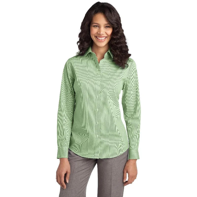 CLOSEOUT - Port Authority Ladies Fine Stripe Stretch Poplin Shirt