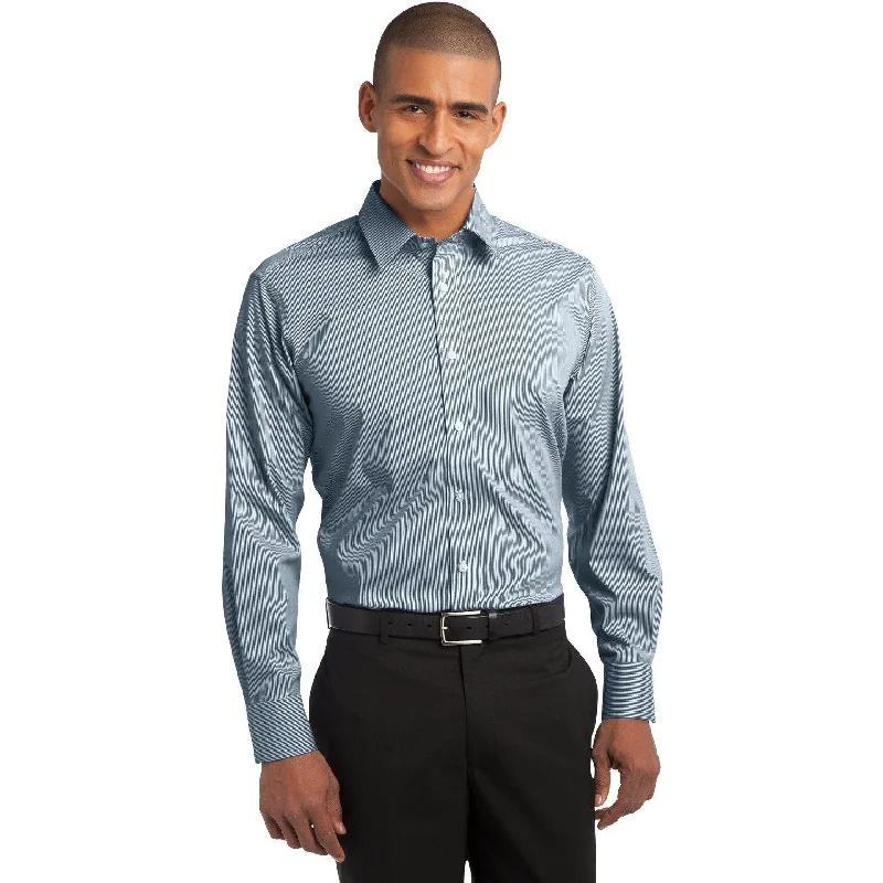 CLOSEOUT - Port Authority Fine Stripe Stretch Poplin Shirt