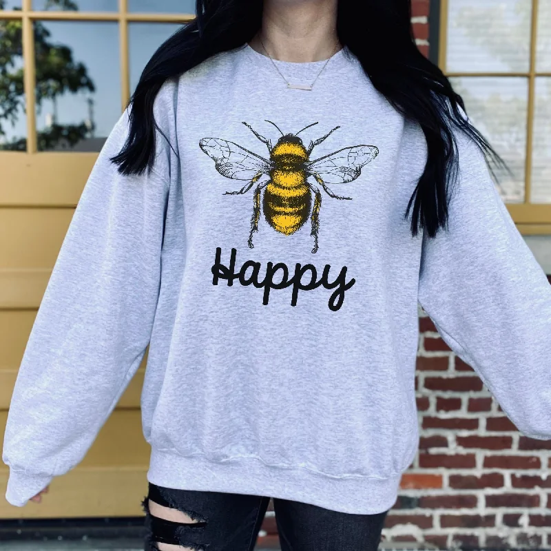 Bee Happy Gildan Crewneck Sweatshirt or Hoodie *UNISEX FIT*