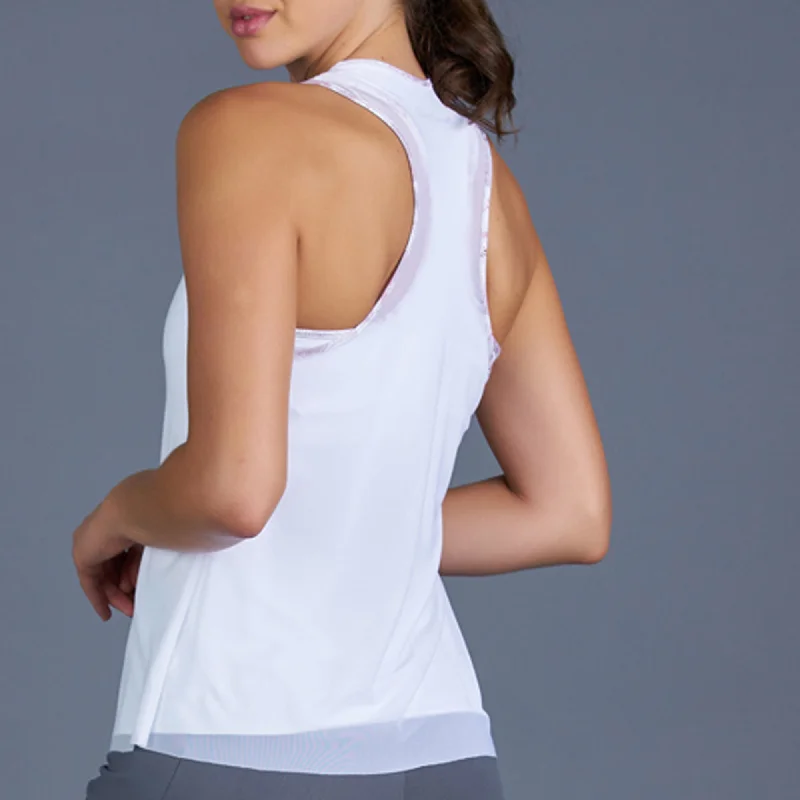 Rust Mesh Layered Racerback Top (white)