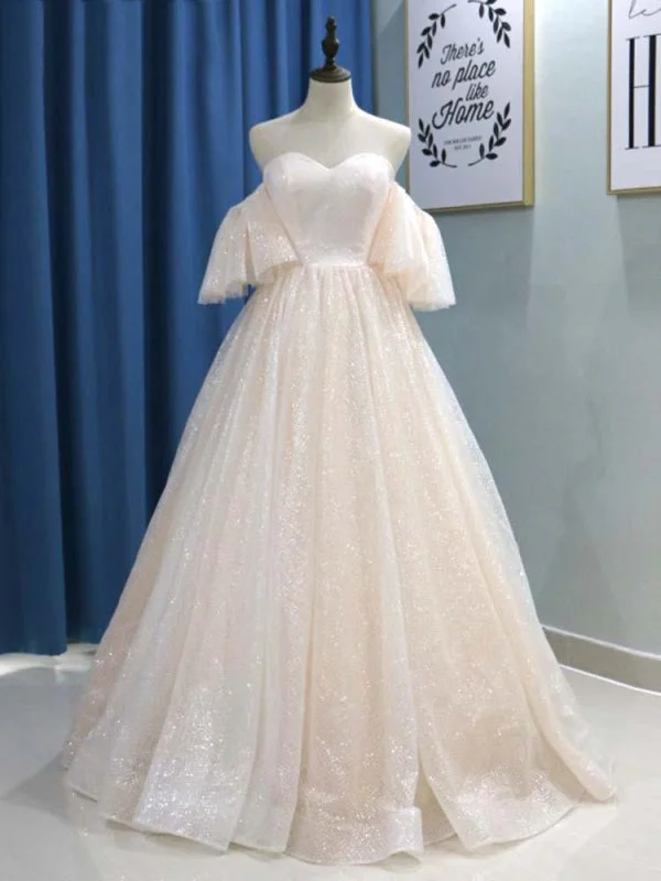 Off-the-Shoulder Half Sleeves Ball Gown Wedding Dresses