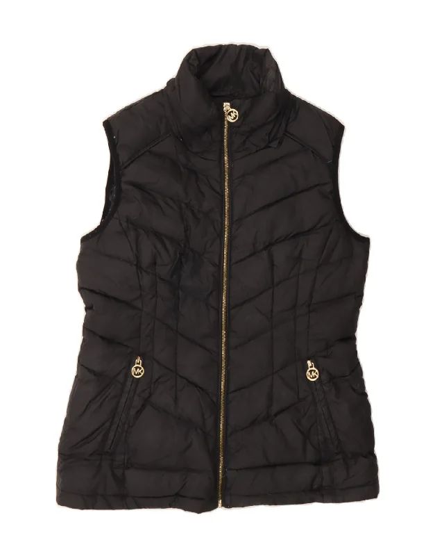 MICHAEL KORS Womens Padded Gilet UK 10 Small Black Nylon