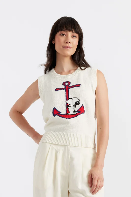 Cream Cotton Snoopy Anchor Tank