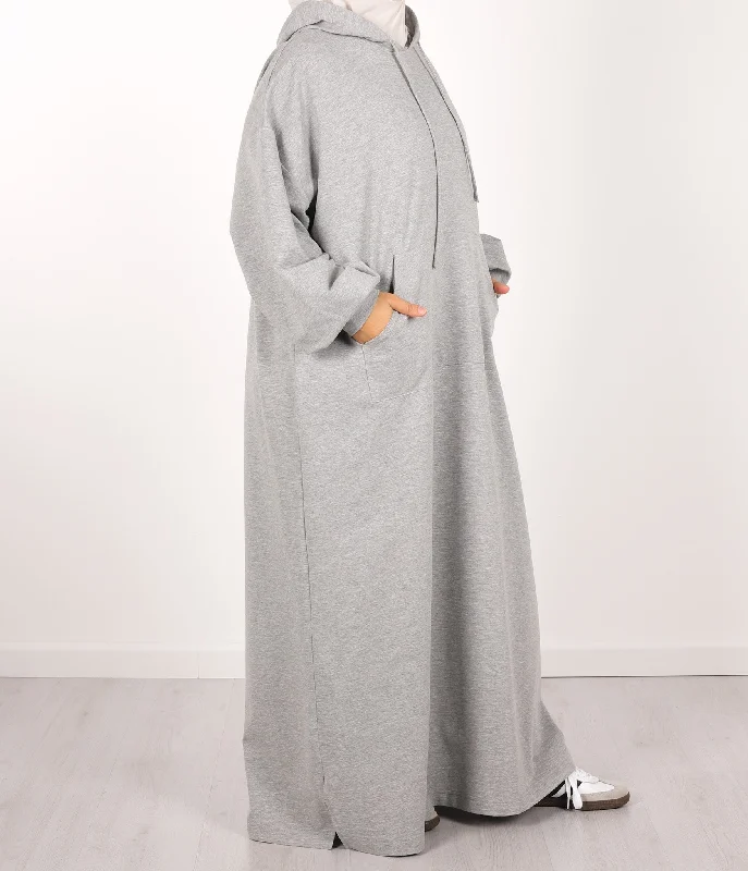 Long Casual Hoodie Abaya - Stone