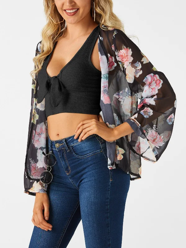 OEM ODM V-Neck Tie Front Embellished Sexy Crop