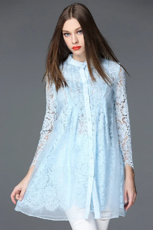 Lace Organza Long Top